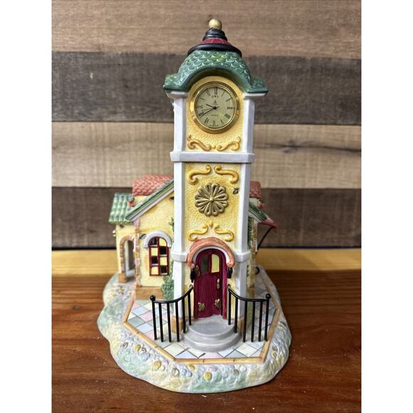 VTG Christmas PartyLite Olde World Village #4 Clock Tower - Picture 1 of 7